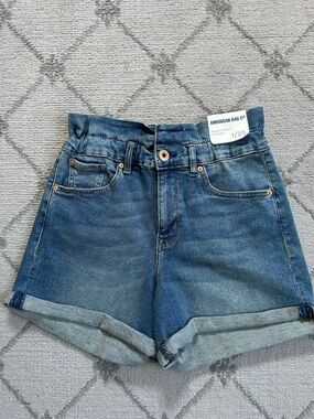 American Rag Sculpt CIE Stretch Dark Blue Paperbag Waist Rolled Denim Shorts